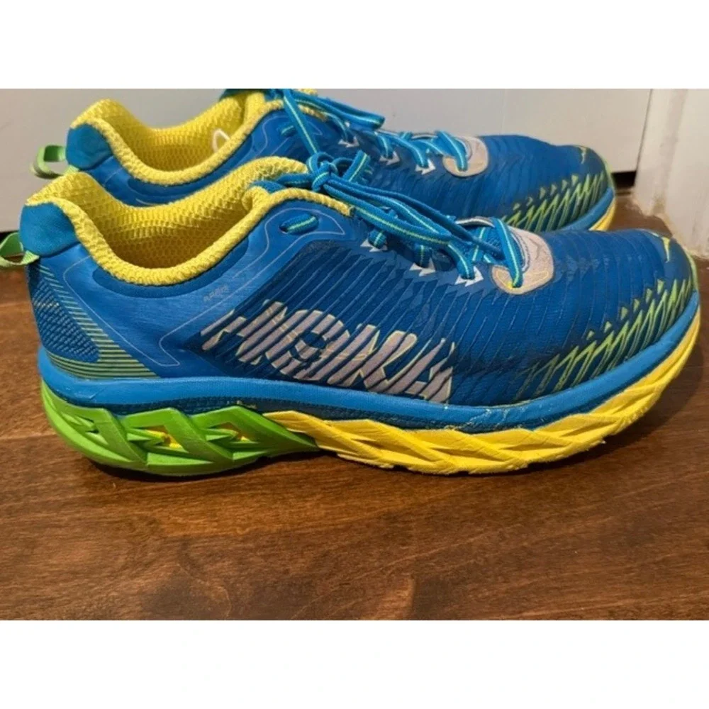 Hoka One One Arahi Blue Blazing Yellow Running Shoes Mens Sz 11.5